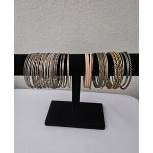 Set Of 59 Mixed Metal Bangle Bracelets In Various Textures & Designs